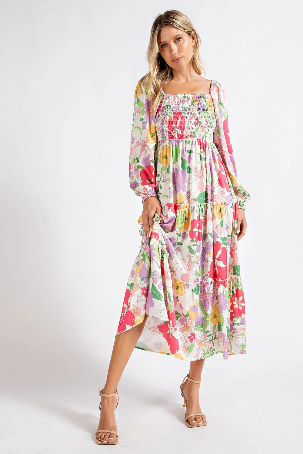 Floral Smocked Midi